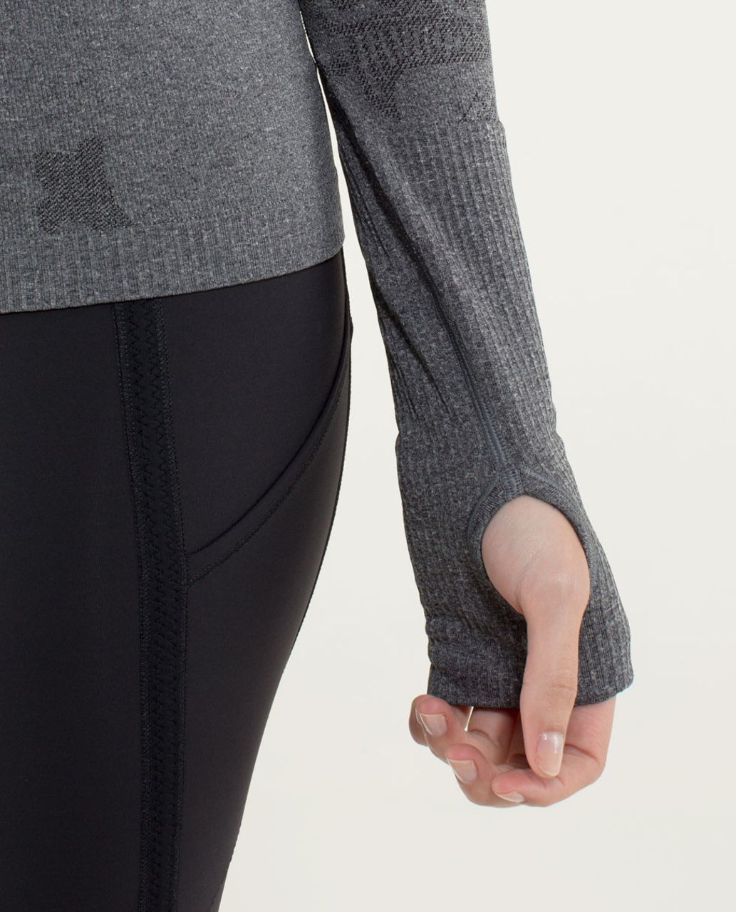 Lululemon Run:  Swiftly Tech Long Sleeve *Paisley - Heathered Black