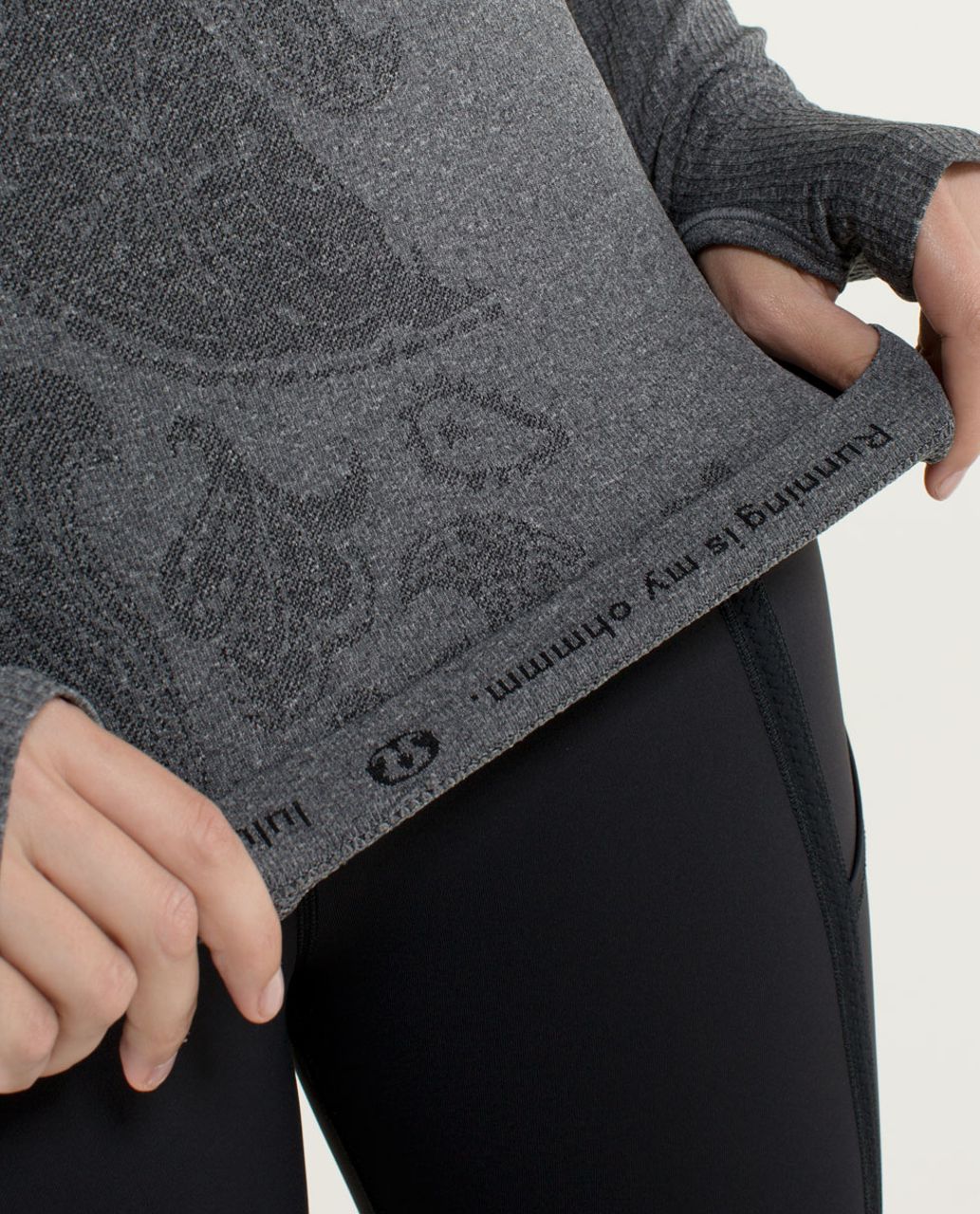 Lululemon Run:  Swiftly Tech Long Sleeve *Paisley - Heathered Black