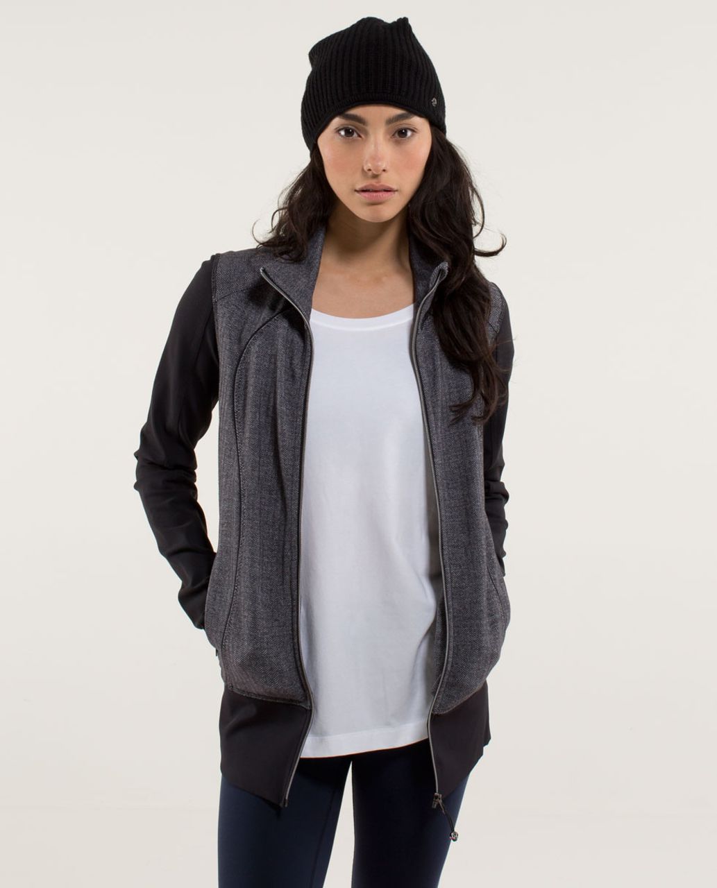 Lululemon Nice Asana Jacket *Herringbone - Heathered Slate / Black / Black  - lulu fanatics