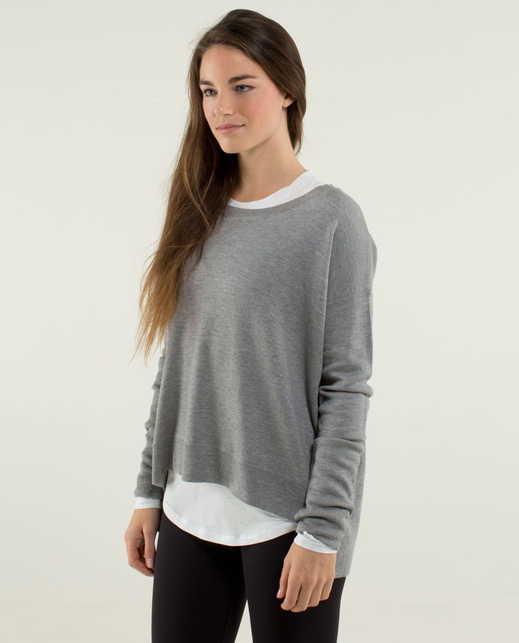 Lululemon Pure Balance Sweater - Heathered Medium Grey / Heathered Medium Grey / White