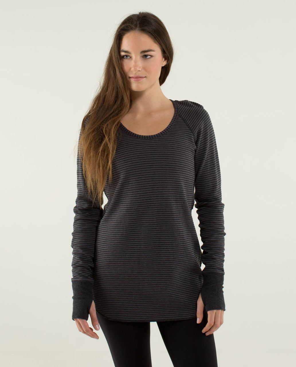 Lululemon Open Your Heart Long Sleeve - Heathered Black / Classic Stripe Heathered Black Soot Light / Heathered Black