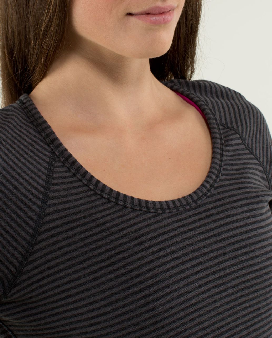 Lululemon Open Your Heart Long Sleeve - Heathered Black / Classic Stripe Heathered Black Soot Light / Heathered Black