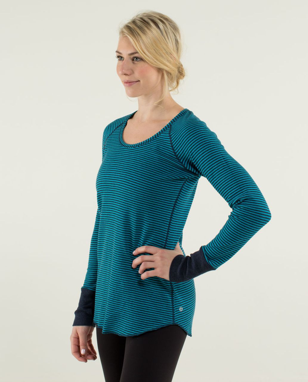 Lululemon Open Your Heart Long Sleeve - Heathered Ink / Classic Stripe ...