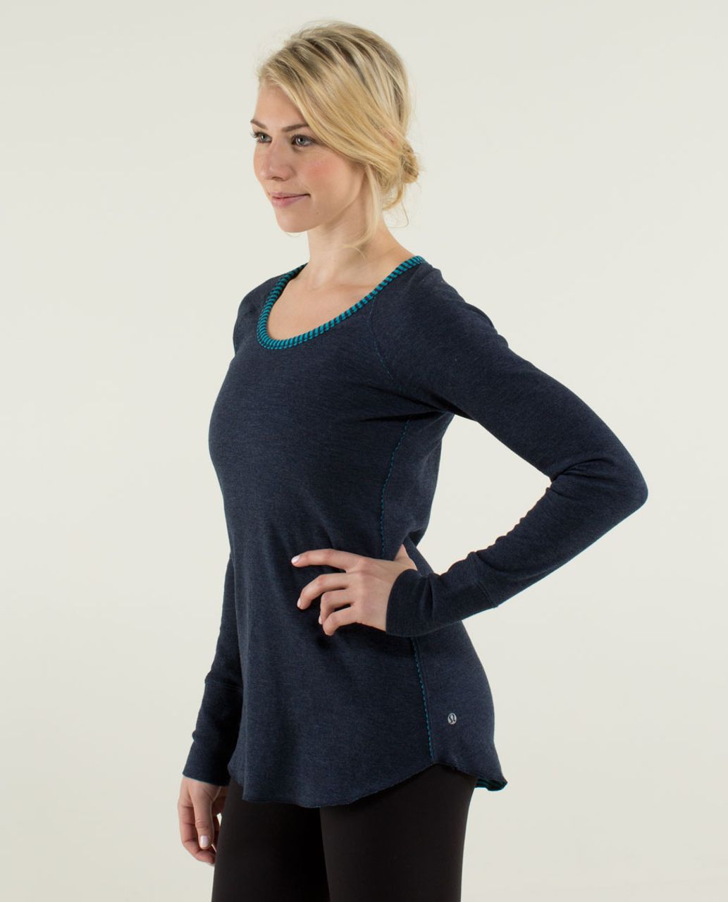 Lululemon Open Your Heart Long Sleeve - Heathered Ink / Classic Stripe ...