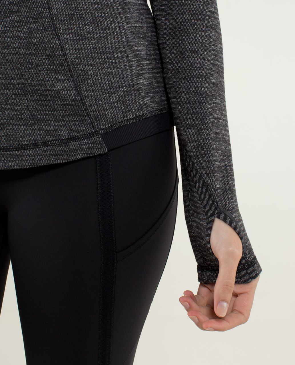 Lululemon Base Runner Long Sleeve - Mini Check Pique Black Heathered Black / Black