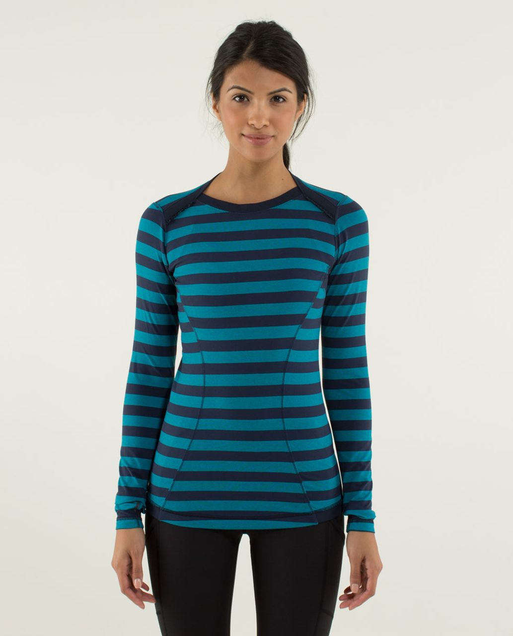 Lululemon Base Runner Long Sleeve - Micro Macro Stripe Surge / Inkwell