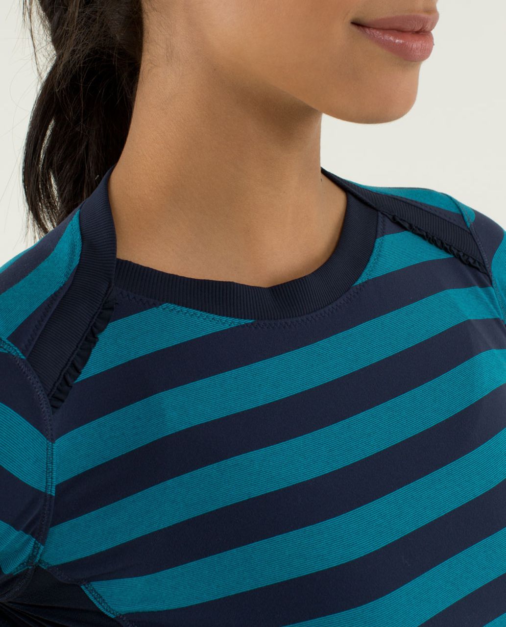 Lululemon Base Runner Long Sleeve - Micro Macro Stripe Surge / Inkwell