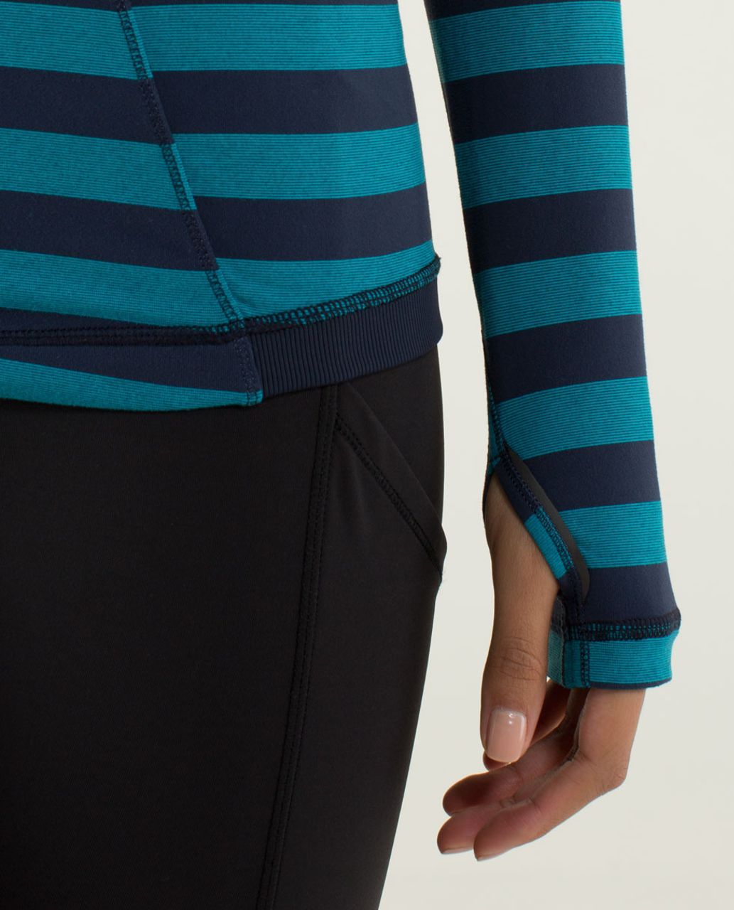 Lululemon Base Runner Long Sleeve - Micro Macro Stripe Surge / Inkwell