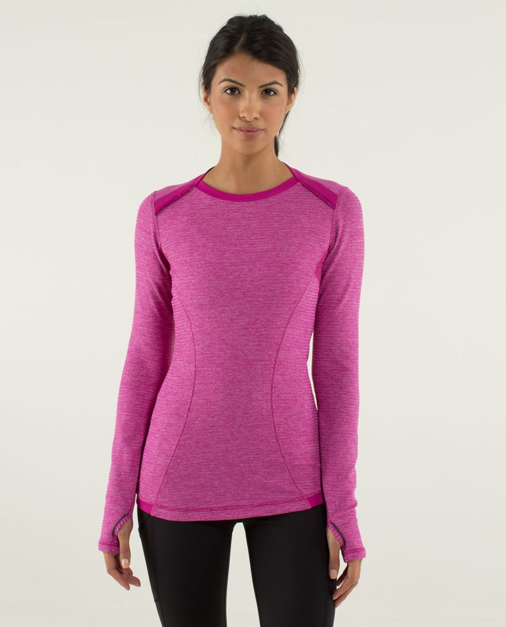 Lululemon Base Runner 1/2 Zip - Heathered Herringbone Heathered Black White  / Black - lulu fanatics