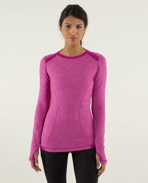 Lululemon Base Runner Long Sleeve - Micro Macro Stripe Surge / Inkwell ...