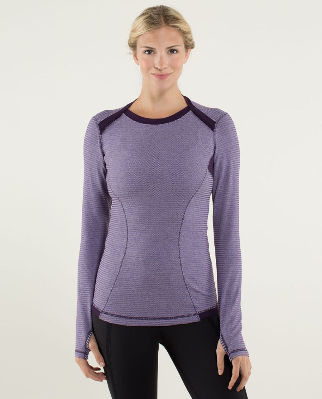 Lululemon Base Runner Long Sleeve - Mini Check Pique Deep Zinfadel / Deep Zinfandel