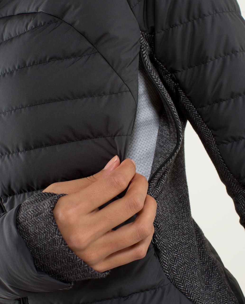 Lululemon Fluff Off Jacket - Black / Heathered Herringbone Heathered Black Black