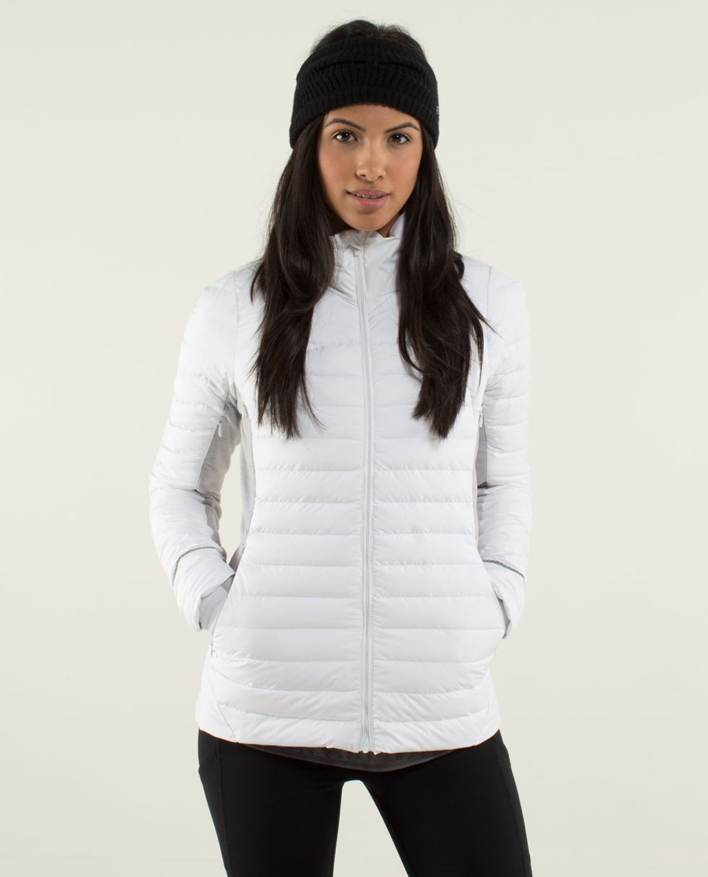 Lululemon Fluff Off Jacket - White / Wee Stripe White Heathered Medium Grey / White