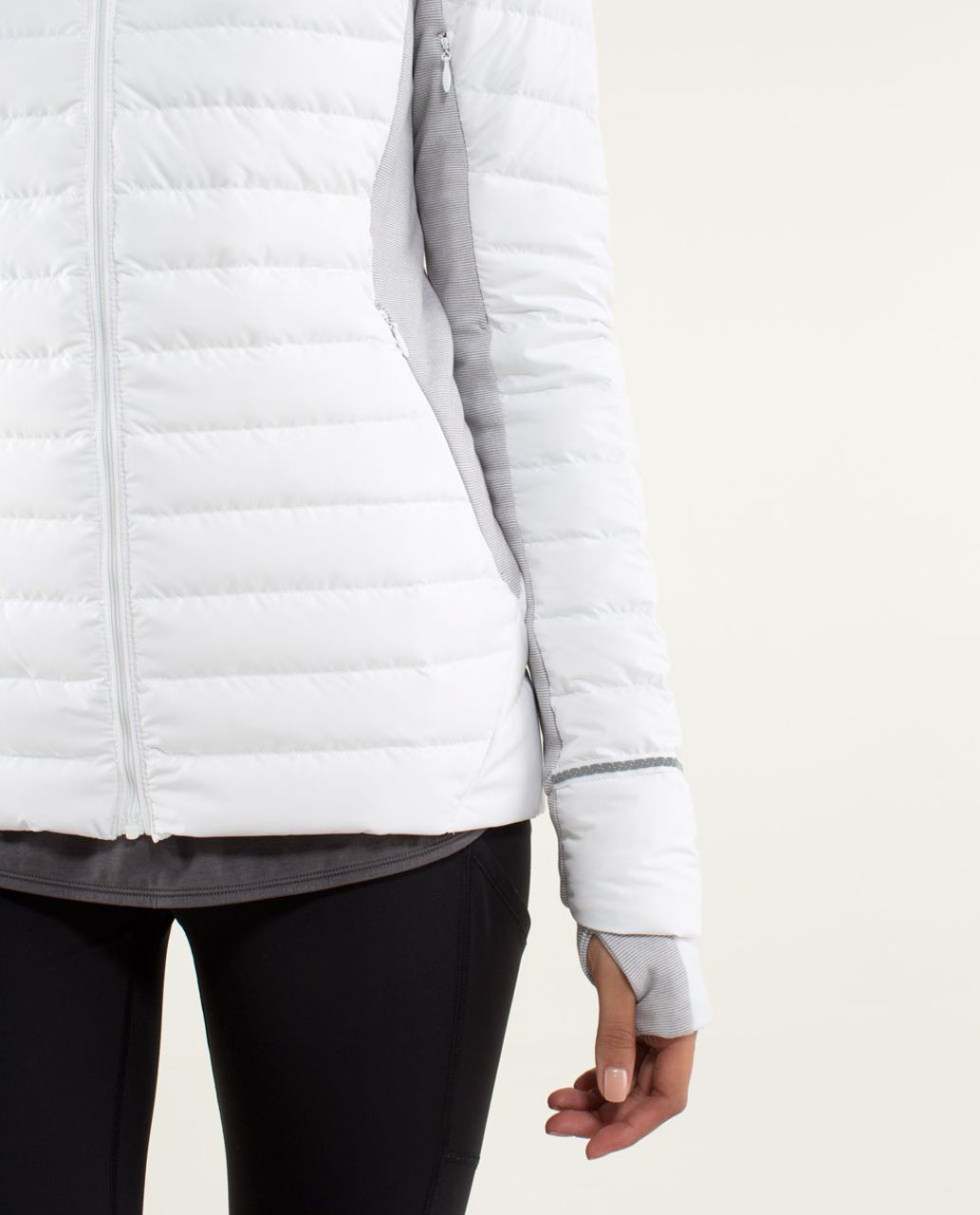 Lululemon Fluff Off Jacket - White / Wee Stripe White Heathered Medium Grey / White