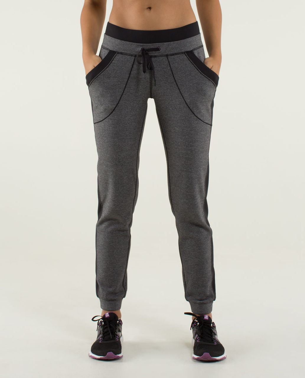 Lululemon Base Runner Pant - Heathered Black / Raspberry / Black - lulu fanatics