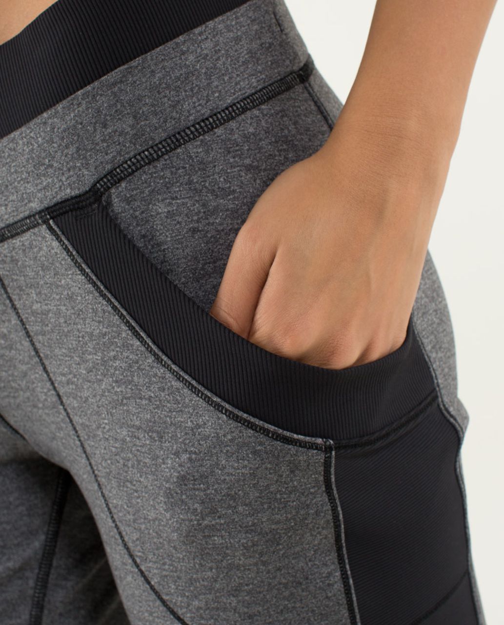 Lululemon Base Runner Pant - Heathered Black / Raspberry / Black