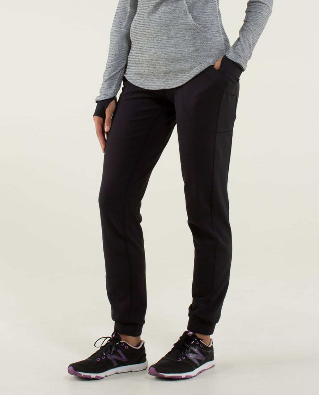 Lululemon Base Runner Pant - Black / Half Micro Macro Black Soot