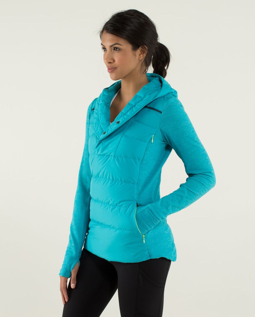 Lululemon Fluff Off Pullover - Surge / Mini Check Pique Surge Heathered ...