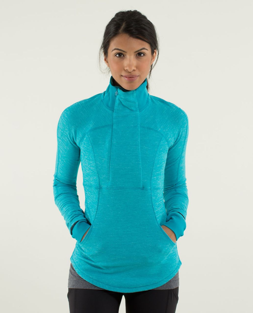 Lululemon Base Runner 1/2 Zip - Heathered Herringbone Heathered Black Black  - lulu fanatics