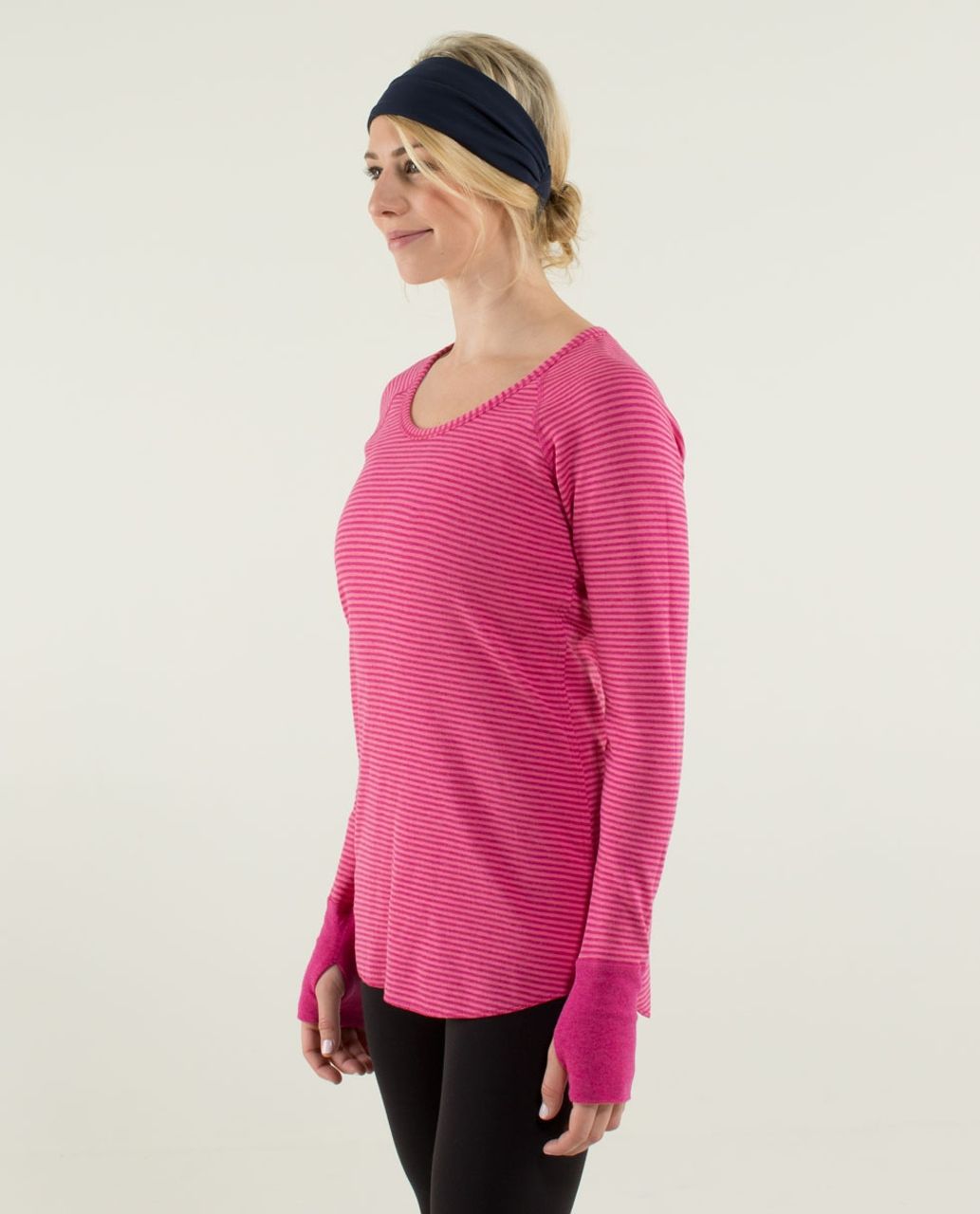 Lululemon Open Your Heart Long Sleeve - Heathered Raspberry / Classic Stripe Heathered Raspberry Guava Lava / Heathered Raspberry