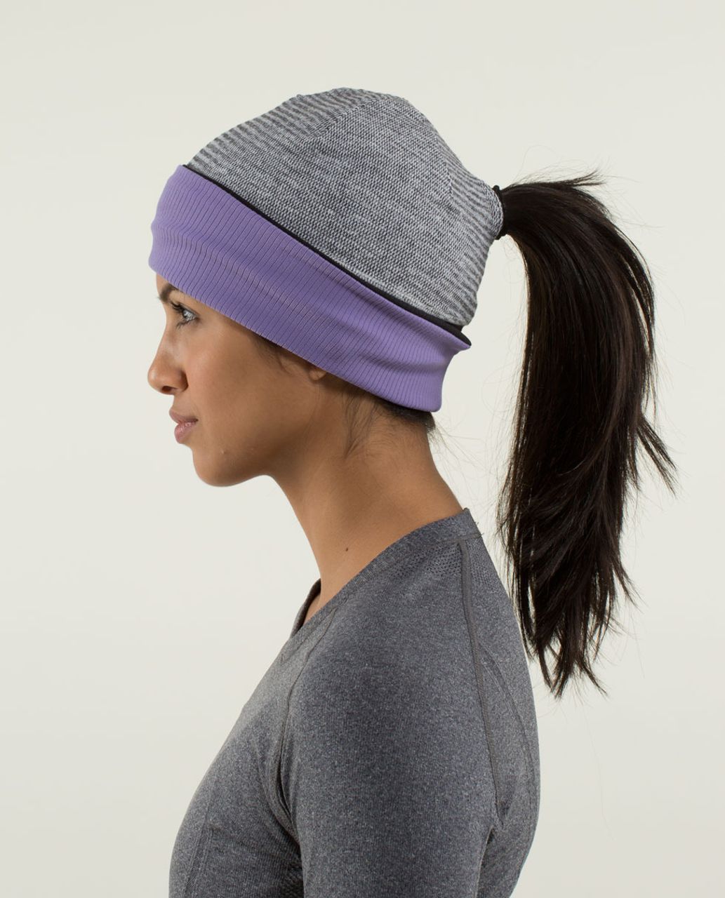 Lululemon Run With Me Toque - Mini Check Pique Heathered Black White