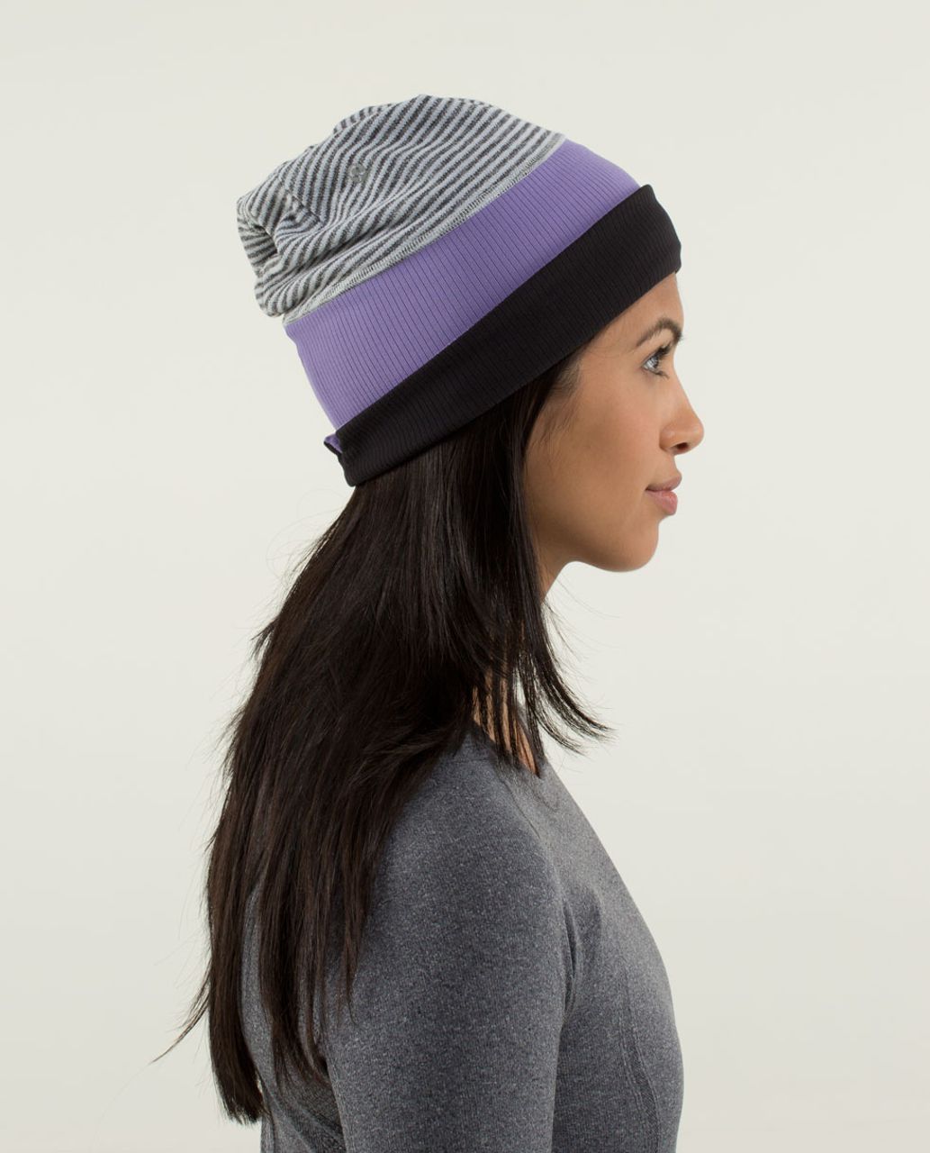 Lululemon Run With Me Toque - Mini Check Pique Heathered Black White