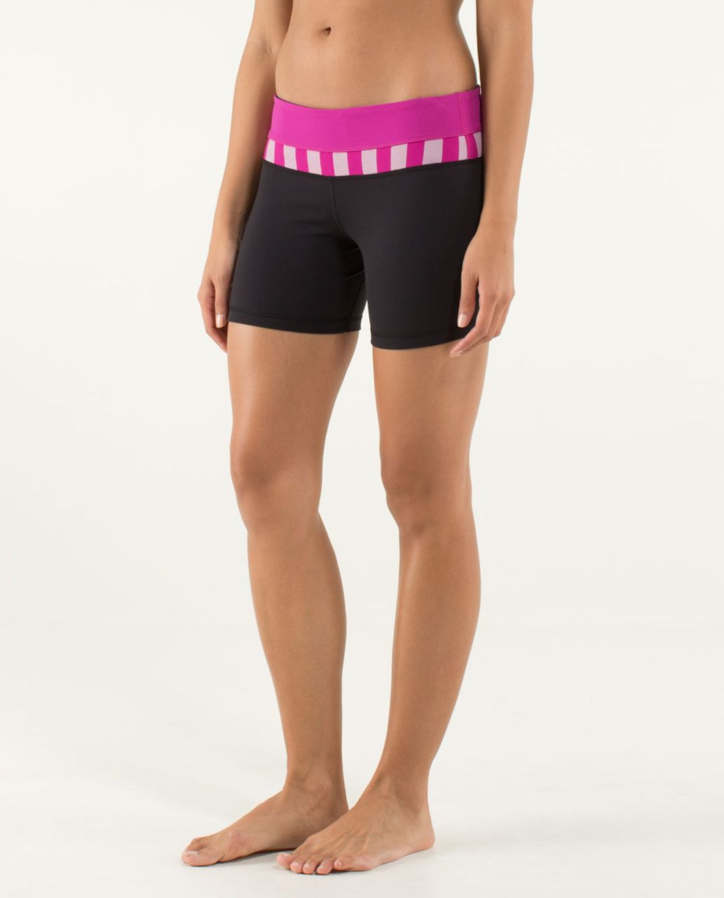 Lululemon Reverse Groove Short (Regular) *Full-On Luon - Black / Raspberry / Micro Macro Stripe Raspberry