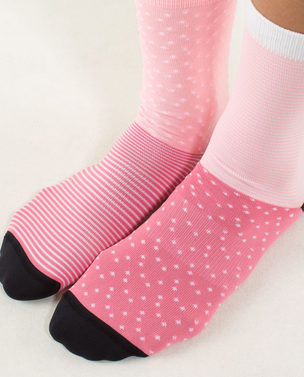 Lululemon Run For Fun Sock - Mismatch Polka Dot Stripe Multi