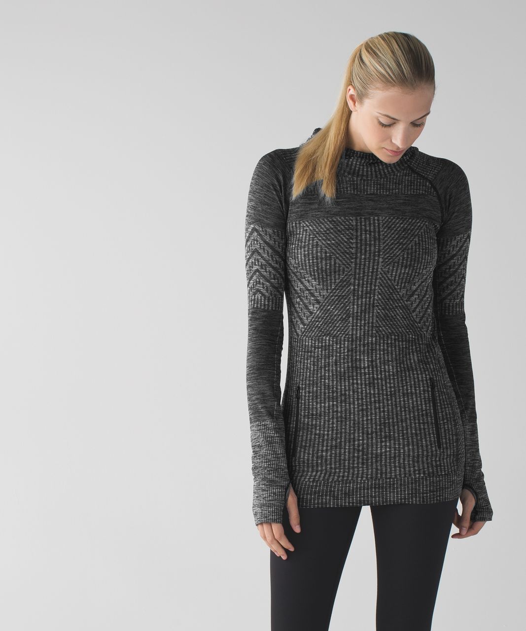 Lululemon Ribbed Funnel Neck Pullover - Heathered Black - lulu