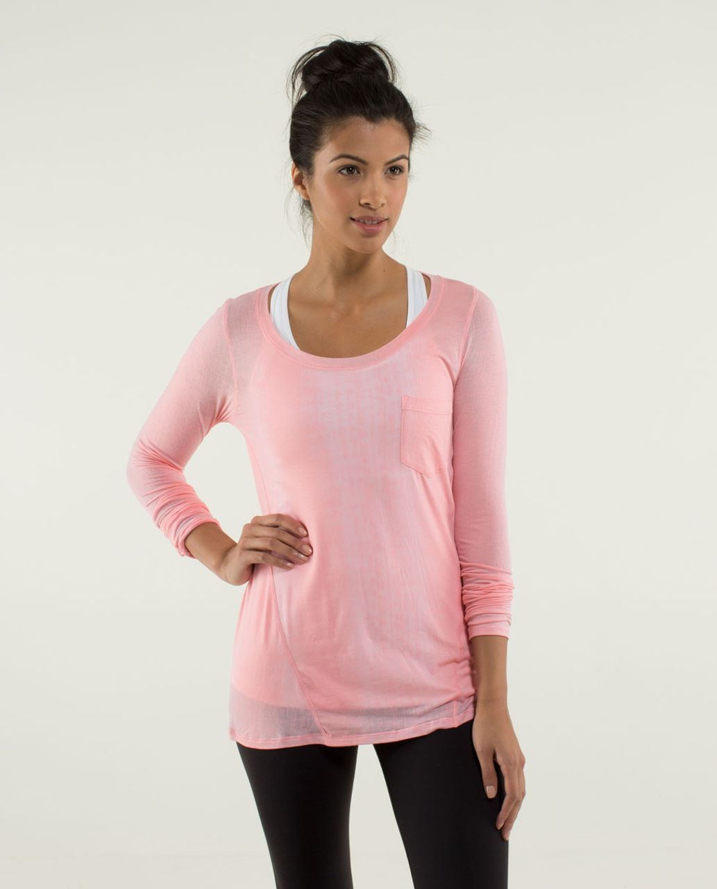 Lululemon Inner Calm Long Sleeve - Misty Stripe Burnout Bleached Coral ...