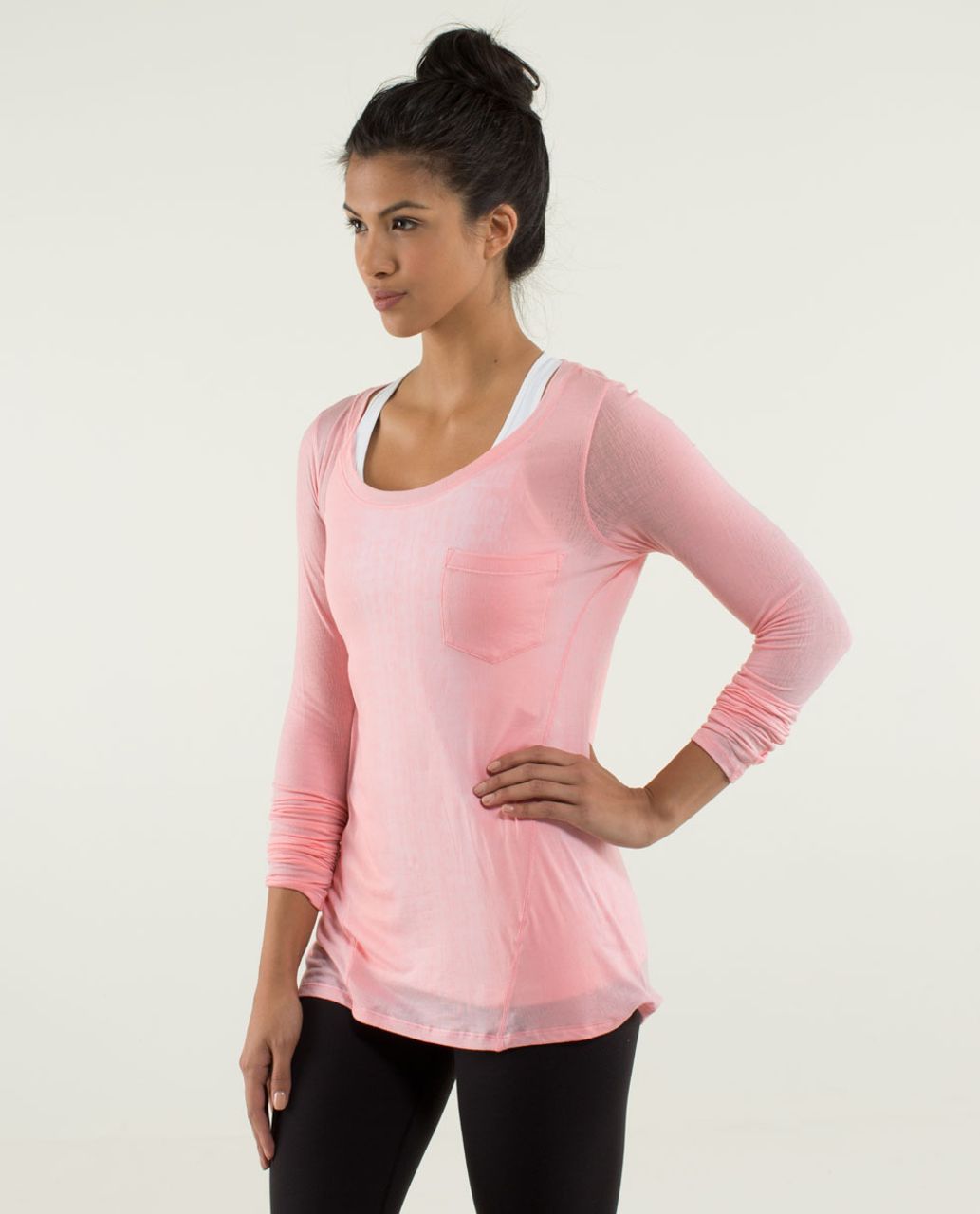 Lululemon Inner Calm Long Sleeve - Misty Stripe Burnout Bleached Coral