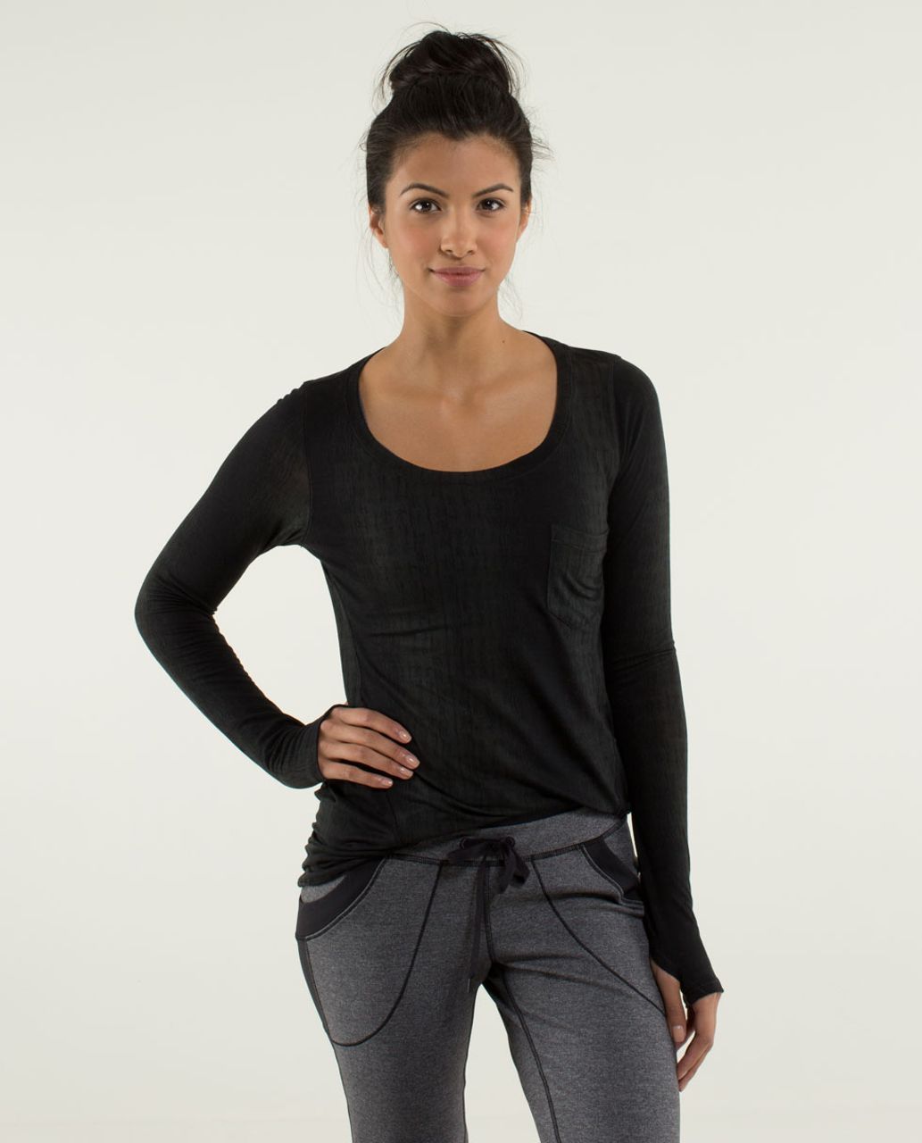 Lululemon Inner Calm Long Sleeve - Misty Stripe Burnout Black