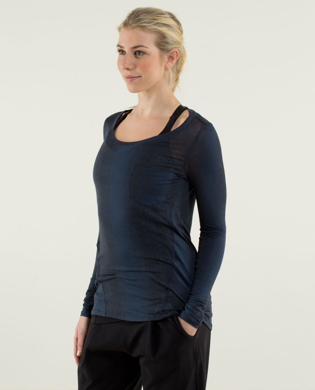 Lululemon Inner Calm Long Sleeve - Misty Stripe Burnout Inkwell