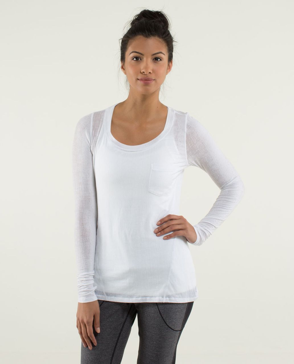 Lululemon Inner Calm Long Sleeve - Misty Stripe Burnout White