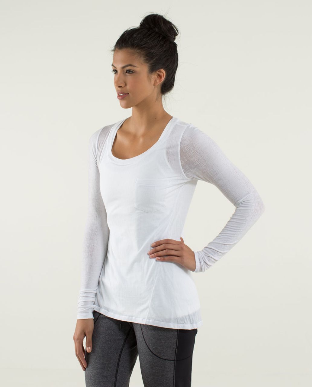 Lululemon Inner Calm Long Sleeve - Misty Stripe Burnout White