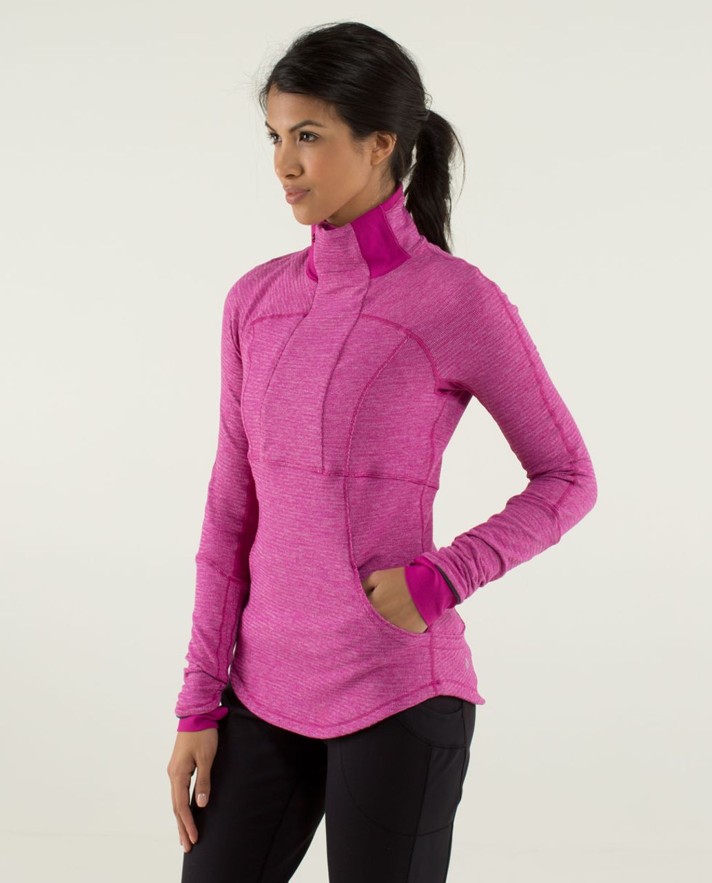 Lululemon Base Runner 1/2 Zip - Mini Check Pique Raspberry / Raspberry