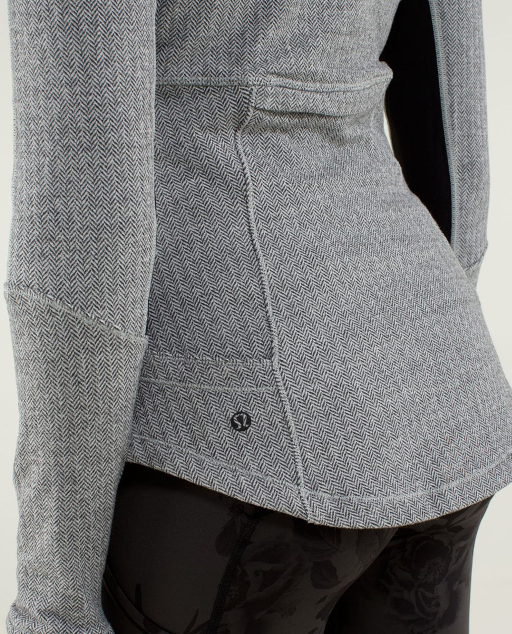 Lululemon Base Runner 1/2 Zip - Heathered Herringbone Heathered Black White / Black