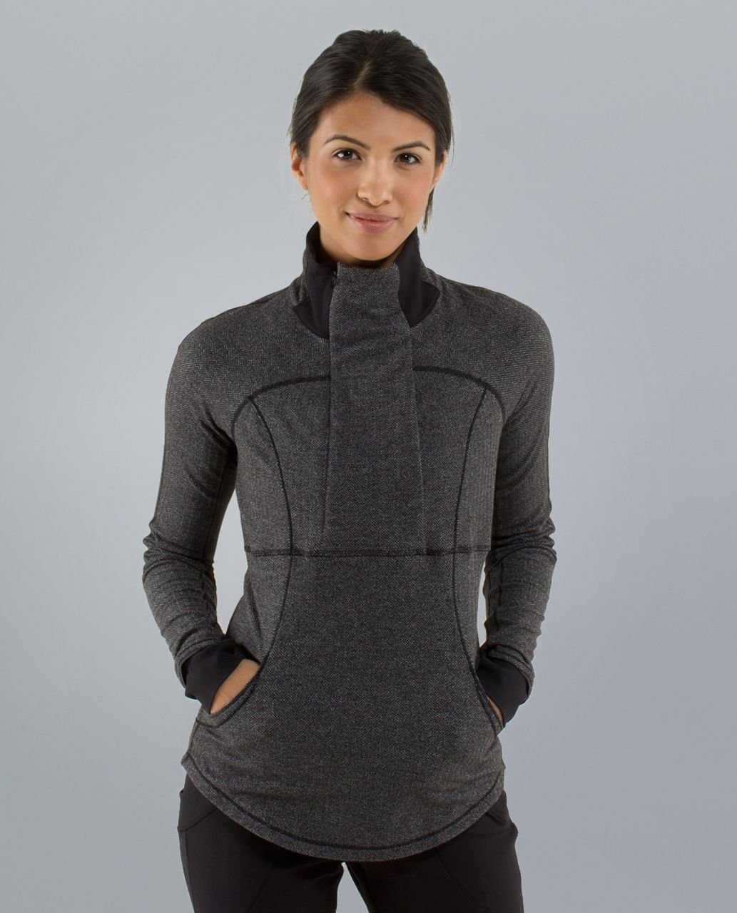 lululemon athletica, Tops, Lululemon Base Runner 2 Zip Heathered  Herringbone Heathered Black 6