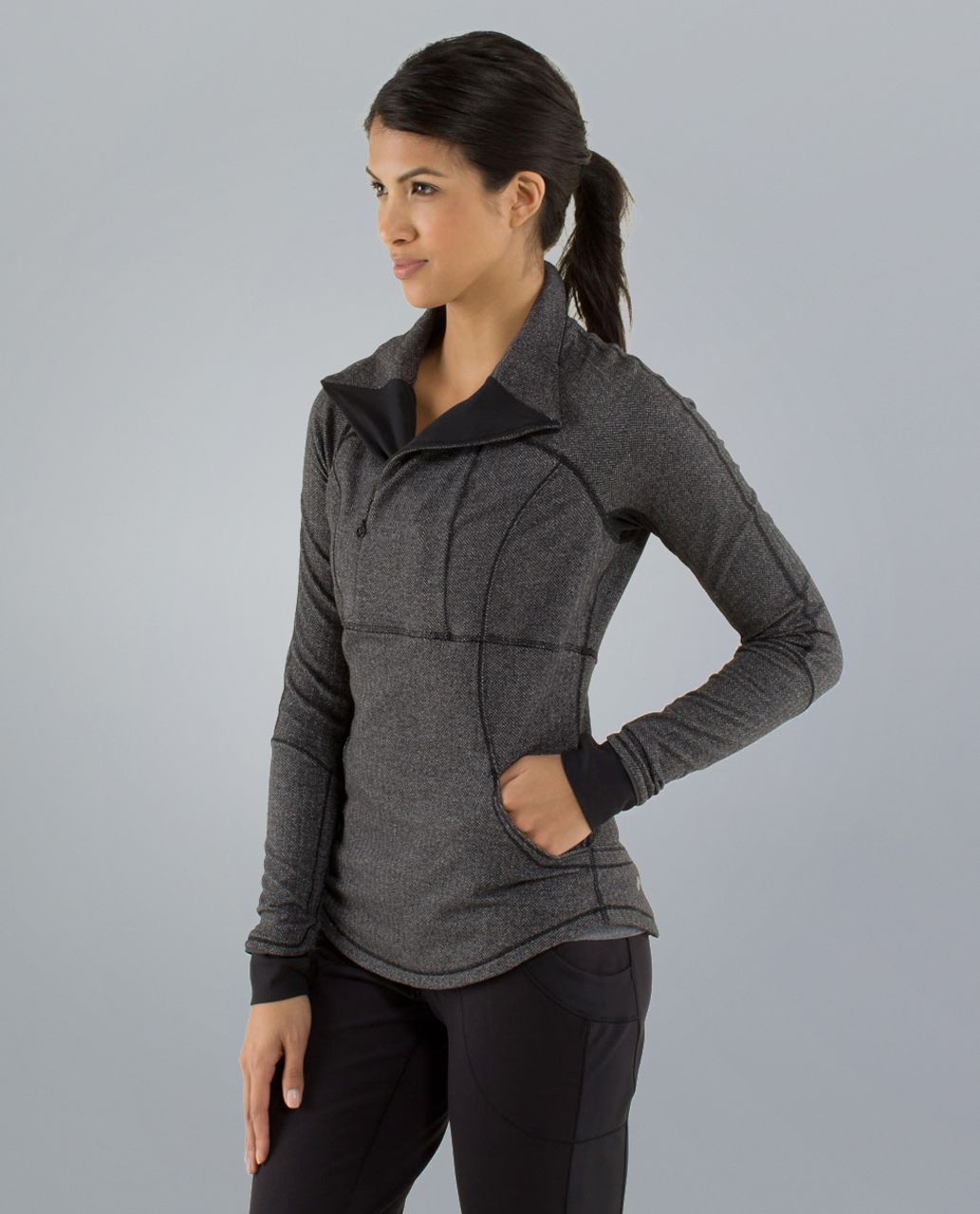 Lululemon Base Runner 1/2 Zip - Heathered Herringbone Heathered