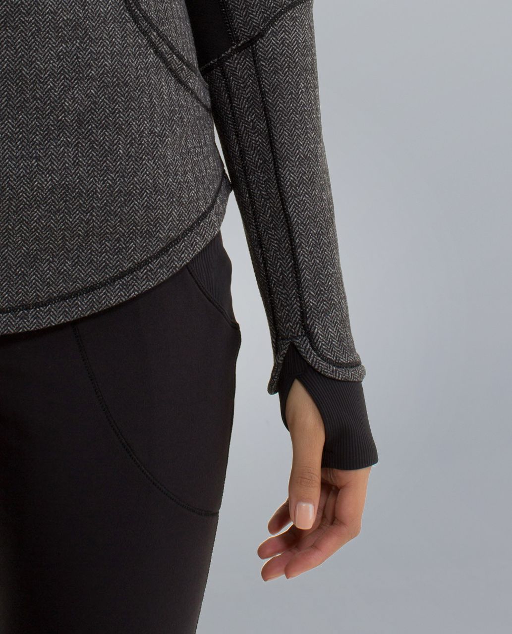 Lululemon Base Runner 1/2 Zip - Heathered Herringbone Heathered Black Black / Black