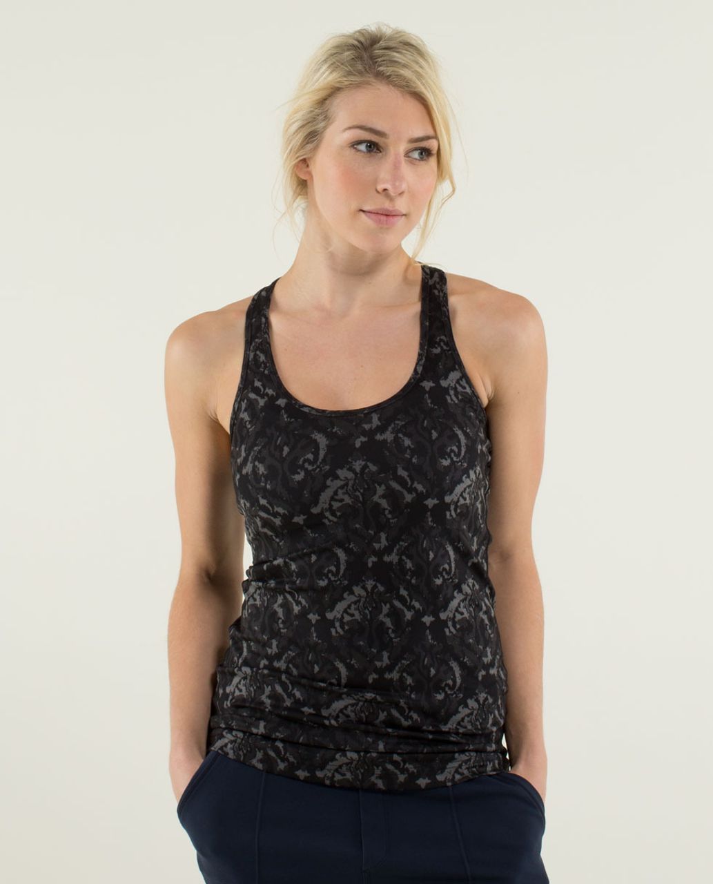 Lululemon Cool Racerback - Dottie Tribe White Black - lulu fanatics