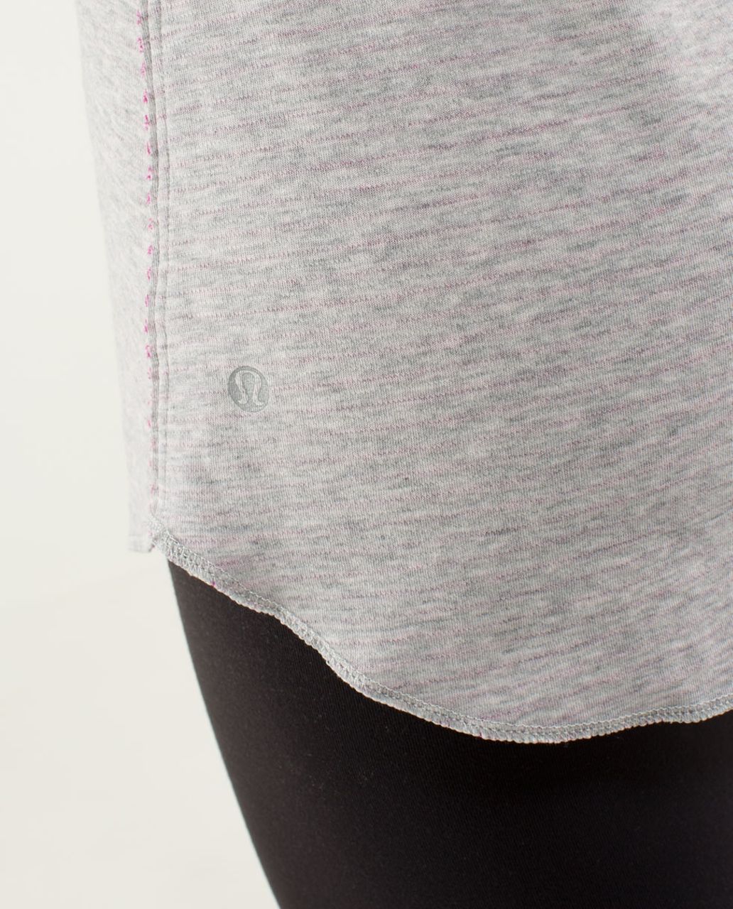 Lululemon Open Your Heart Long Sleeve - Heathered Light Grey / Classic Stripe Heathered Light Grey Raspberry / Heathered Light Grey