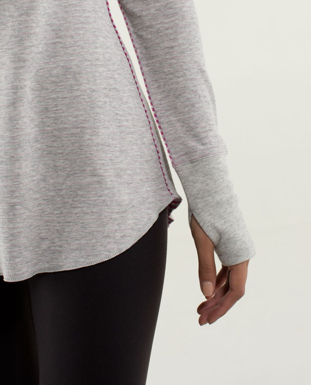 Lululemon Open Your Heart Long Sleeve - Heathered Light Grey / Classic Stripe Heathered Light Grey Raspberry / Heathered Light Grey