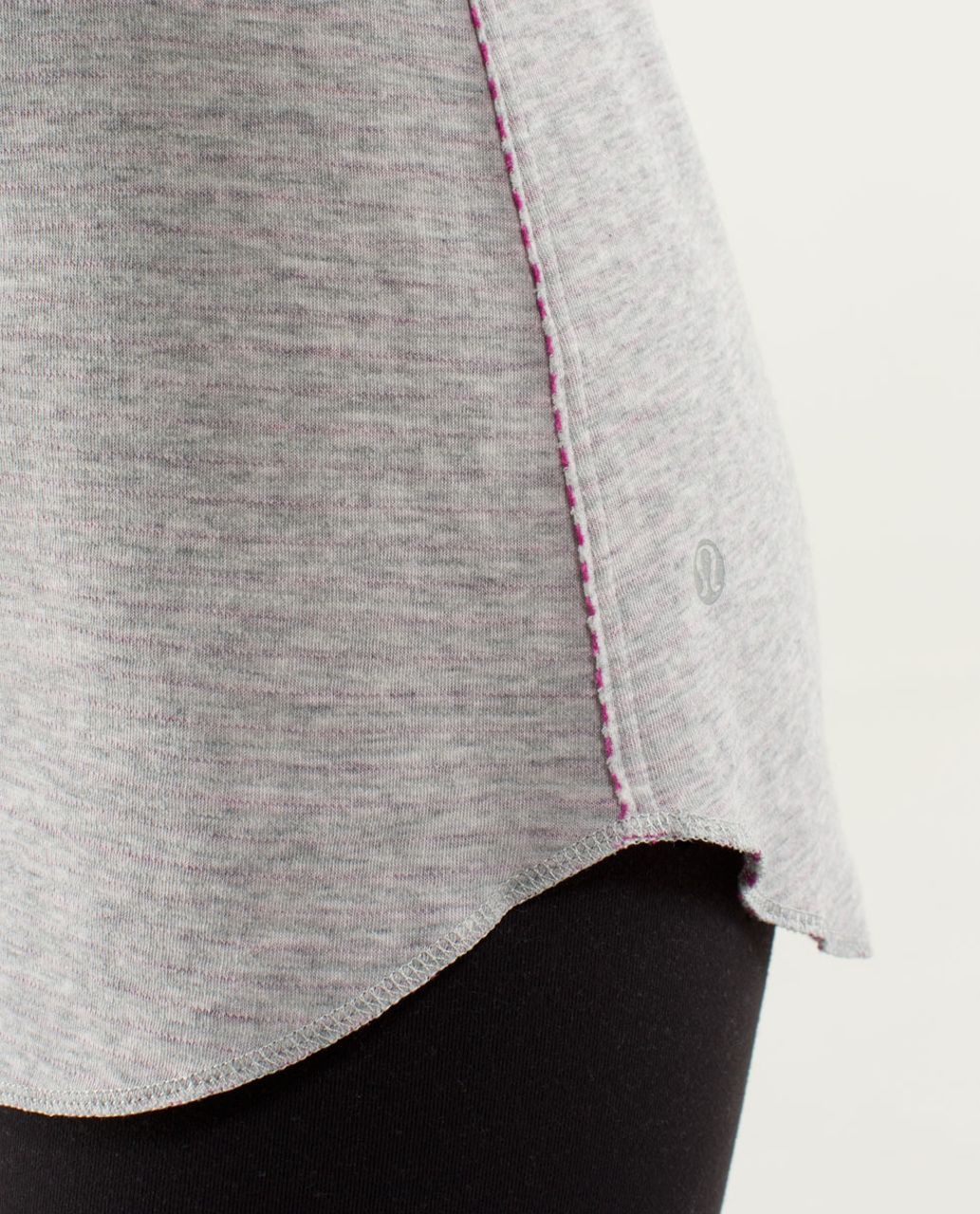 Lululemon Open Your Heart Long Sleeve - Heathered Light Grey / Classic Stripe Heathered Light Grey Raspberry / Heathered Light Grey