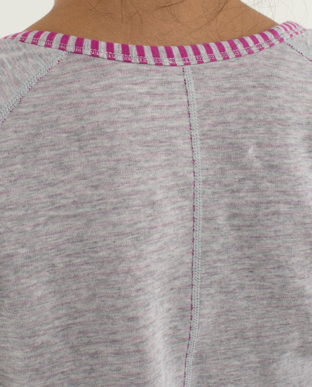 Lululemon Open Your Heart Long Sleeve - Heathered Light Grey / Classic Stripe Heathered Light Grey Raspberry / Heathered Light Grey