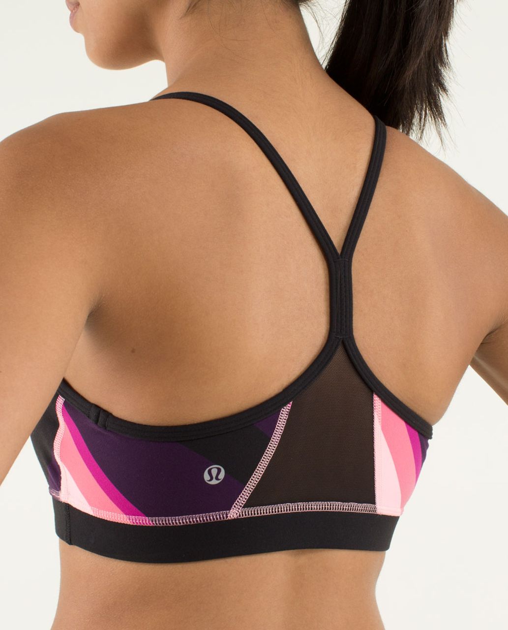 Lululemon Flow Y Bra IV - Apex Stripe Black White / Black - lulu fanatics