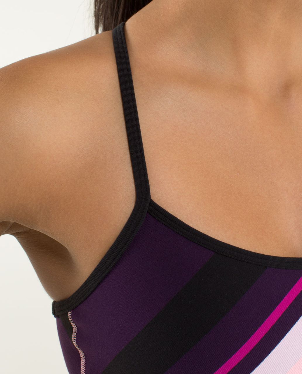 Lululemon Flow Y Bra IV - Assorted Stripe Bleached Coral / Black - lulu  fanatics