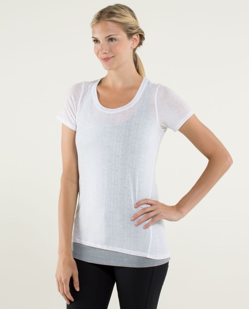 Lululemon Just Be Short Sleeve Tee - Misty Stripe Burnout White