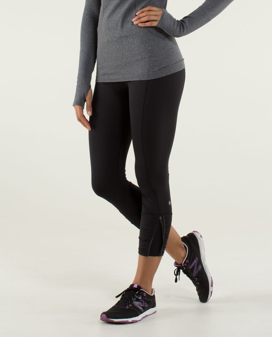 Lululemon Runday Crop - Black / Beautiful Baroque Black