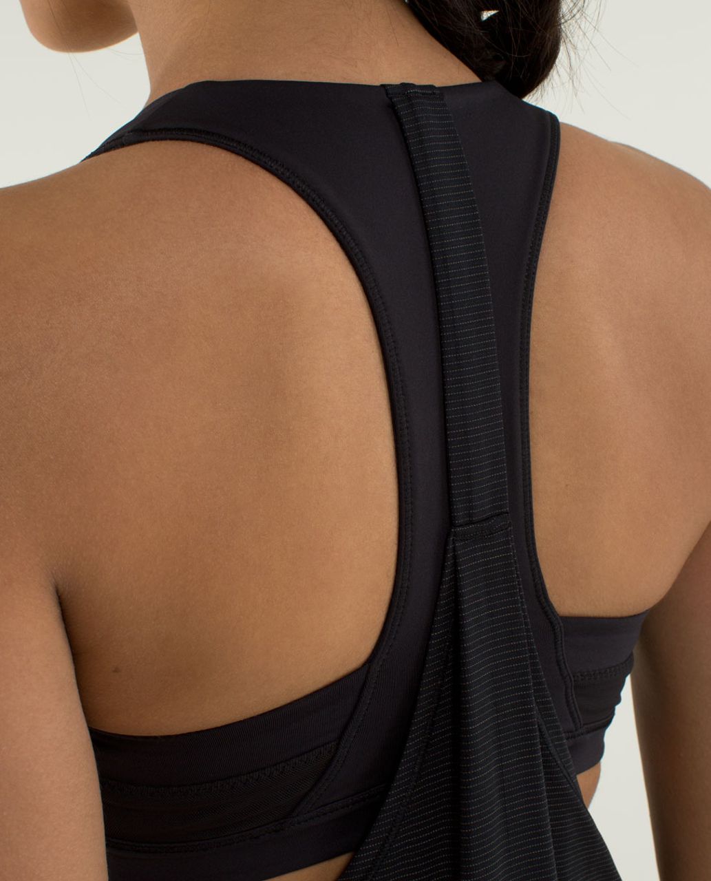 Lululemon 2 In Run Black Sz 10 Surge Shelf Bra Tank Top Micro Stripe